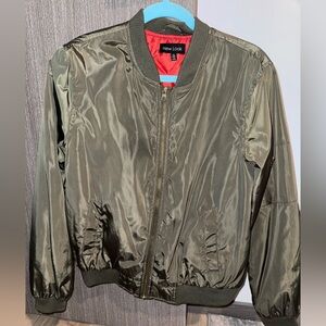 New Look Khaki Satin Bomber Jacket